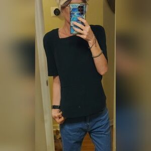 Ann Taylor Loft Square Neck Ponte Peplum Style Top